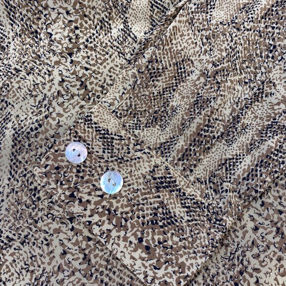 Spenser Jeremy Women's Blouse Brown Size 4 Rattlesnake Scales Abalone Buttons - Picture 5 of 12
